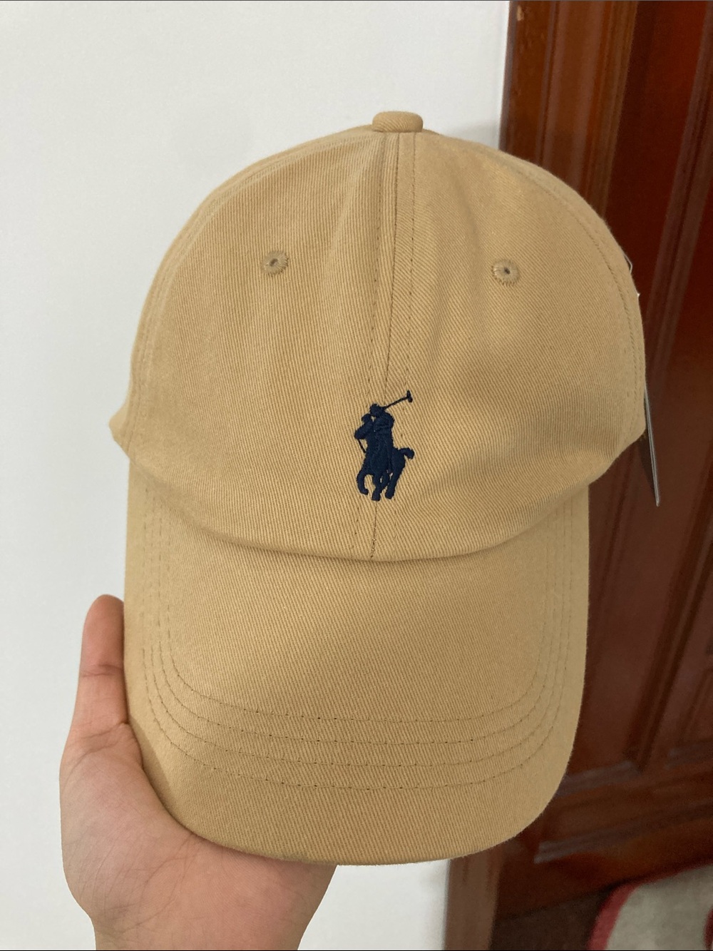 Ralph Lauren Tan Baseball Cap with Navy Polo Player